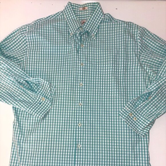 Peter Millar Teal/White Gingham Check Weekender Wash Long Sleeve Button Down L - Picture 5 of 13